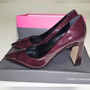 Vince Camuto Burgundy Patent Block Heels